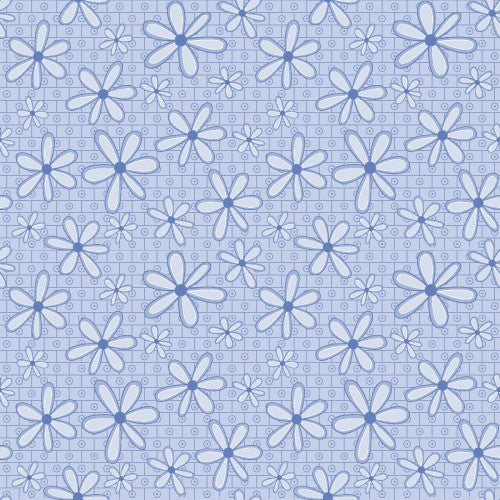 102014 Basically Hugs Daisies Blue by Helen Stubbings 100% cotton