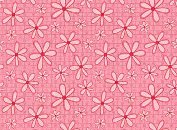 102017 Basically Hugs Daisies Pink by Helen Stubbings 100% cotton