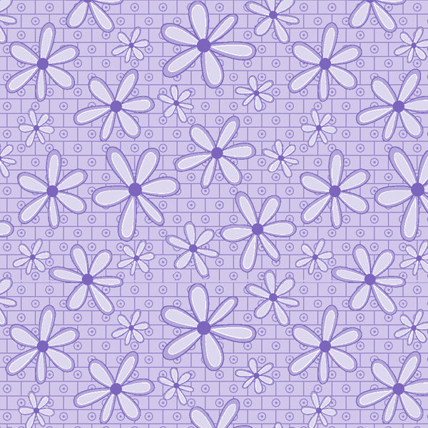 102018 Basically Hugs Daisies Purple by Helen Stubbings 100% cotton