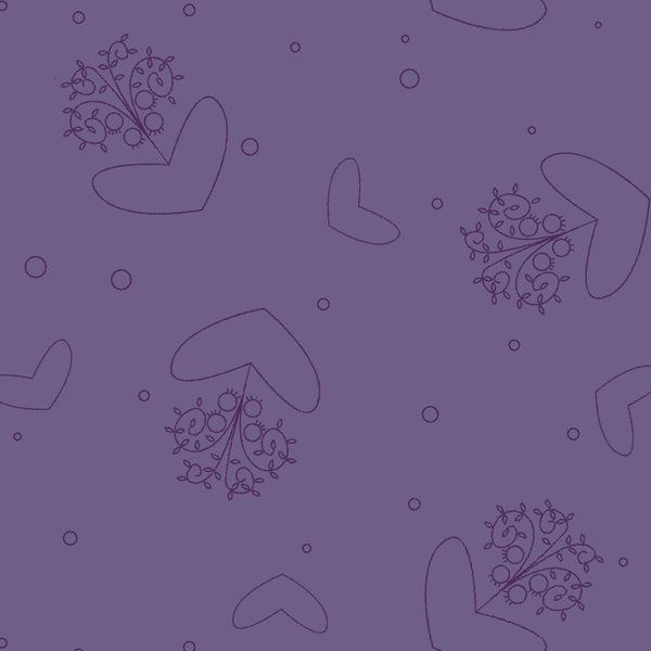 102036 Basically Hugs Happy Hearts Dark Purple by Helen Stubbings 100% cotton