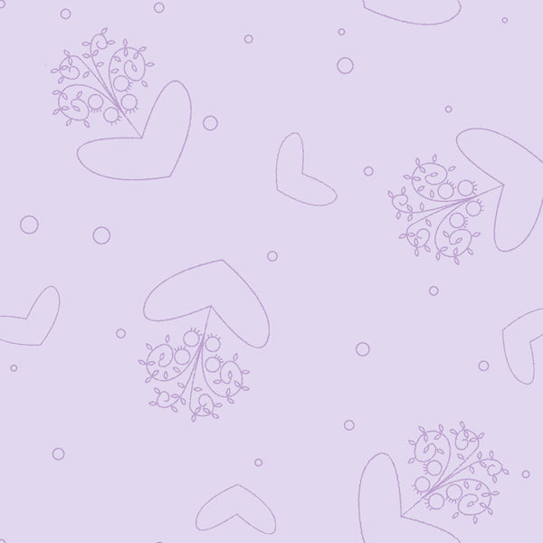 102037 Basically Hugs Happy Hearts Light Purple by Helen Stubbings 100% cotton