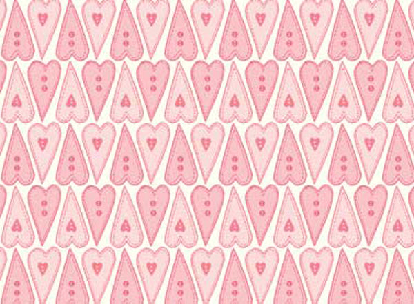 102044 Basically Hugs Heart Buttons Pink by Helen Stubbings 100% cotton