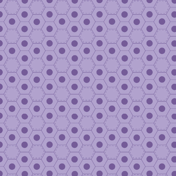 102055 Basically Hugs Honeycomb Mid Purple by Helen Stubbings 100% cotton