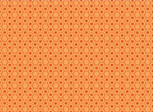 102056 Basically Hugs Honeycomb Orange by Helen Stubbings 100% cotton