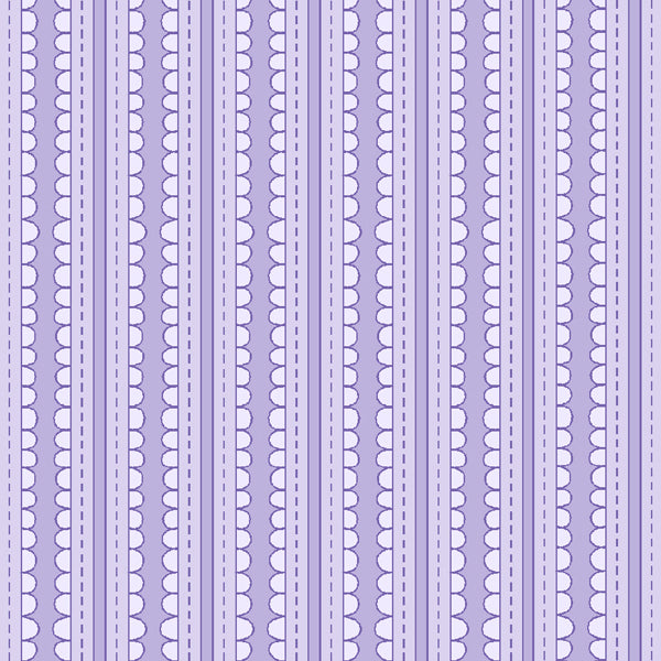 102062 Basically Hugs Scallop Stripes Purple by Helen Stubbings 100% cotton