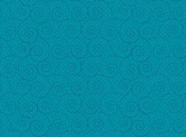 102072 Basically Hugs Swirls Turquoise by Helen Stubbings 100% cotton