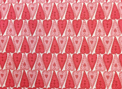 102082 Nice People Nice Things Button Hearts Pink by Helen Stubbings 100% cotton