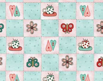 102083 Nice People Nice Things Checker Print by Helen Stubbings 100% cotton