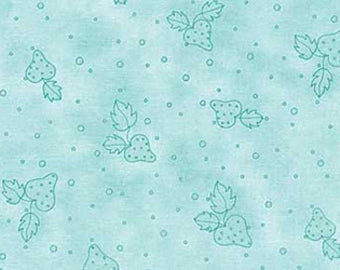 102094 Nice People Nice Things Strawberries Light Teal by Helen Stubbings 100% cotton