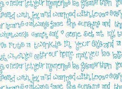 102097 Nice People Nice Things Writing Blue on Cream by Helen Stubbings 100% cotton