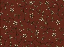 103001 Basket in Bloom Cream Flowers on Red by Gail Pan Designs 100% cotton