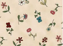 103005 Basket in Bloom Flowers Beige by Gail Pan Designs 100% cotton