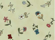 103006 Basket in Bloom Flowers Light Green by Gail Pan Designs 100% cotton