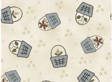 103008 Basket in Bloom Medium Baskets Grey on Cream by Gail Pan Designs 100% cotton