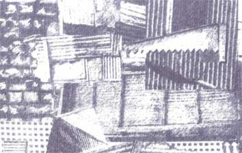 104014 Rusty grey images of corrugated iron by Nutex 100% cotton