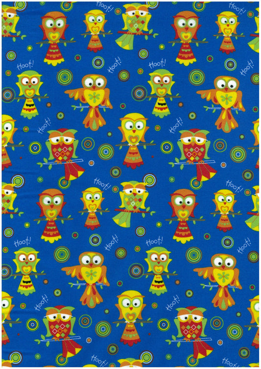104020 Blue Owl Flannel by Nutex 100% cotton