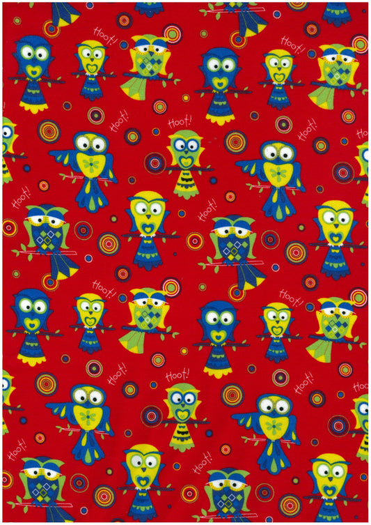 104025 Red Owl Flannel by Nutex 100% cotton