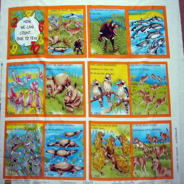 104030 Australia Counting Fabric Cloth Book Panel by Nutex