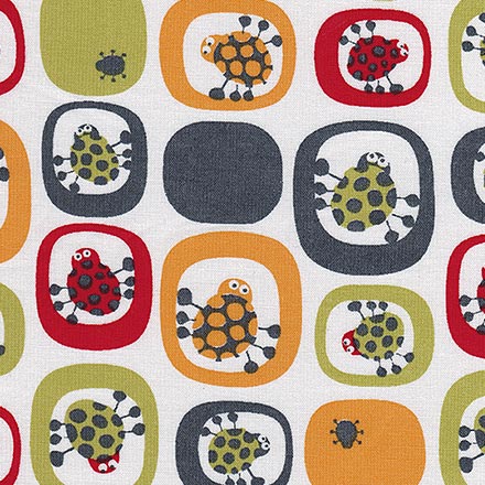 107001 Beetle Bugs red by Saffron Craig 100% cotton