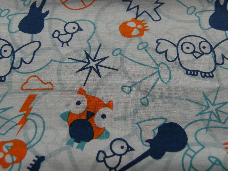109003 Loki Little Monsters by Stepping Stones Aqua Orange 100% Cotton