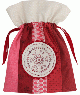 201036 Redwork Club Drawstring Bag Pattern by Hugs n Kisses
