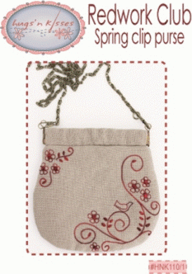 201040 Redwork Club Spring Clip Purse Pattern by Hugs n Kisses