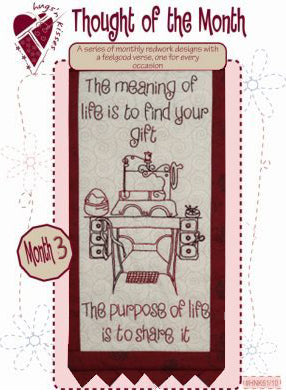 201106 Thought of the Month 3 Stitchery Pattern by Hugs n Kisses