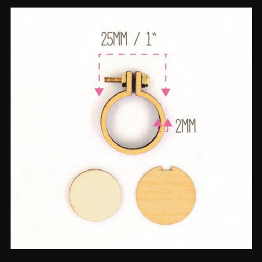 315001 Miniature Embroidery Hoop 2.5cm Timber with Brooch