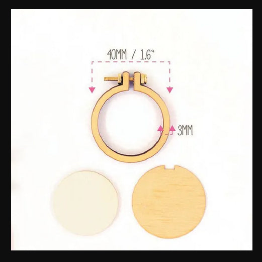 315004 Miniature Embroidery Hoop 4cm Timber with Necklace