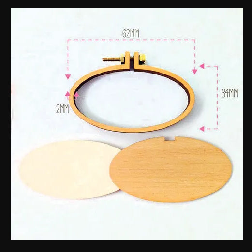 315006 Miniature Embroidery Hoop Oval Large Horizontal Timber
