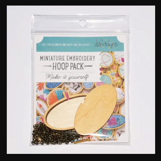 315007 Miniature Embroidery Hoop Oval Large Horizontal Timber with Necklace