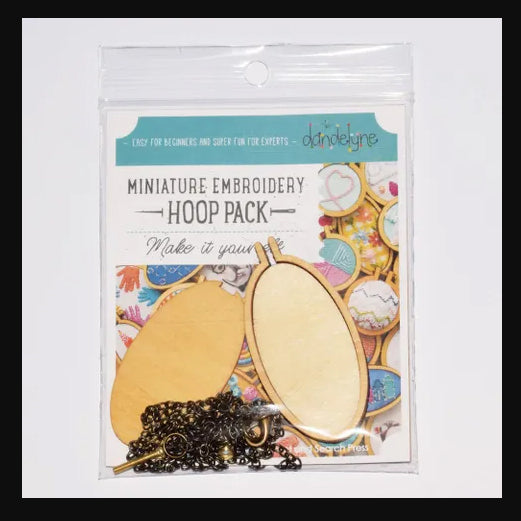 315009 Miniature Embroidery Hoop Oval Large Vertical Timber with Necklace