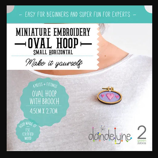 315011 Miniature Embroidery Hoop Oval Small Horizontal Timber with Brooch