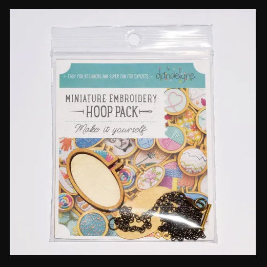 315012 Miniature Embroidery Hoop Oval Small Horizontal Timber with Necklace