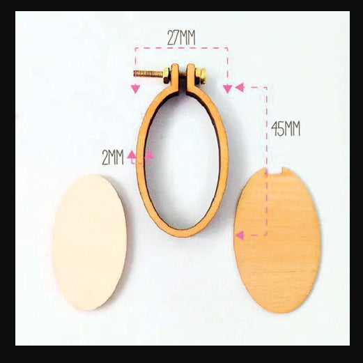 315013 Miniature Embroidery Hoop Oval Small Vertical Timber