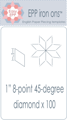 501003 Pack of 100 x 1in 45' diamond iron on washaway precut paper EPP