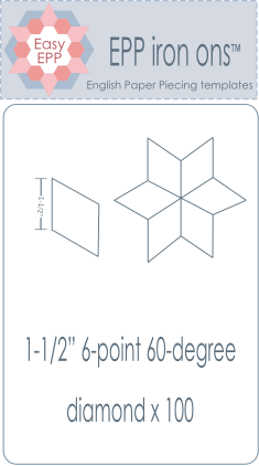 501005 Pack of 100 x 1 1/2in 60' diamond iron on washaway precut paper EPP