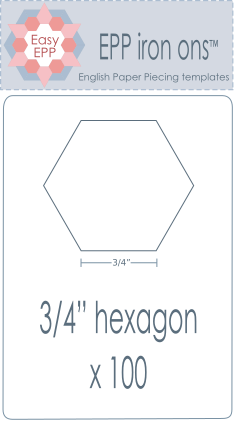 501018 Pack of 100 x 3/4in hexagon iron on washaway precut paper EPP