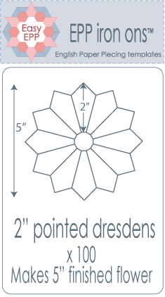 501027 Pack of 100 x 2in pointed dresden iron on washaway precut paper EPP