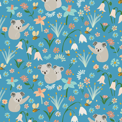 105003 Koala Garden Blue by Amanda Joy Callaghan 100% cotton