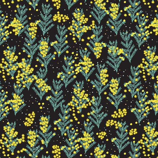 105026 Outback Beauty Wattle Dance Black by Amanda Joy Callaghan 100% cotton