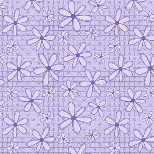 102018 Basically Hugs Daisies Purple by Helen Stubbings 100% cotton