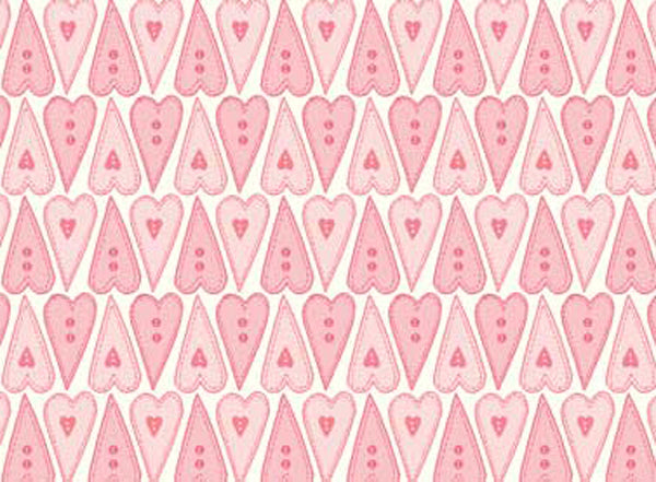 102044 Basically Hugs Heart Buttons Pink by Helen Stubbings 100% cotton