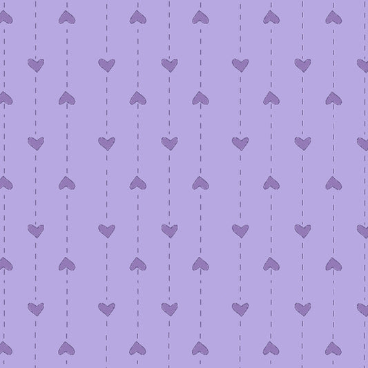 102049 Basically Hugs Hearts Mid Purple by Helen Stubbings 100% cotton