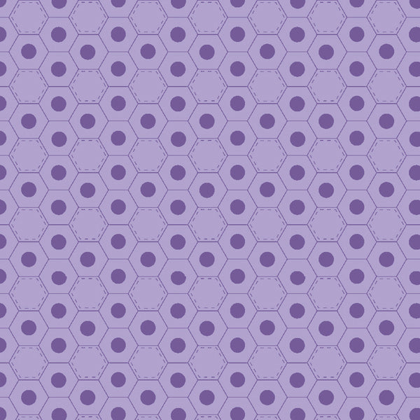 102055 Basically Hugs Honeycomb Mid Purple by Helen Stubbings 100% cotton