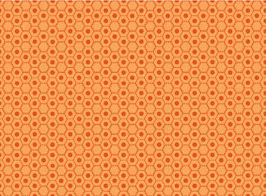 102056 Basically Hugs Honeycomb Orange by Helen Stubbings 100% cotton