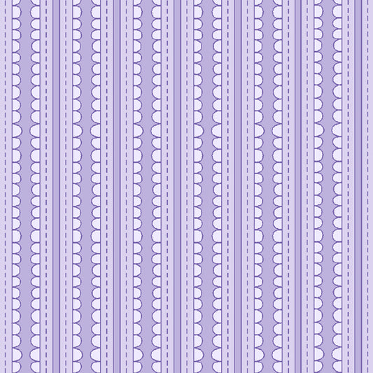 102062 Basically Hugs Scallop Stripes Purple by Helen Stubbings 100% cotton