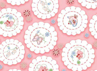 102075 Fancywork Box Doilies Pink by Helen Stubbings 100% cotton