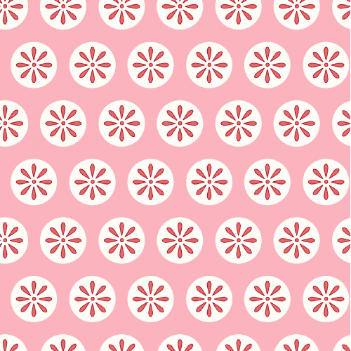 102077 Fancywork Box Flower Dots Pink by Helen Stubbings 100% cotton