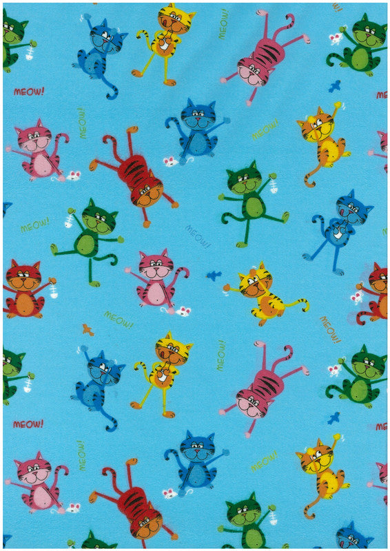104019 Blue Cat Flannel by Nutex 100% cotton